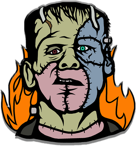 frankenstein, enamel pin, horror pin, horror movies, scary movies, glitter pin 