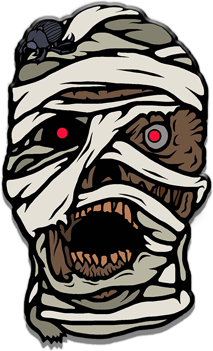 mummy, enamel pin, horror pin, horror movies, scary