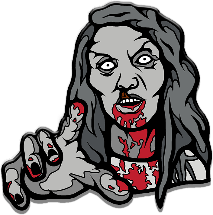 zombie, night if the living dead, enamel pin, horror pin, horror movies, scary